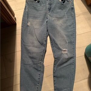 Nicole Miller SoHo High Rise Ankle Skinny Distressed Jeans